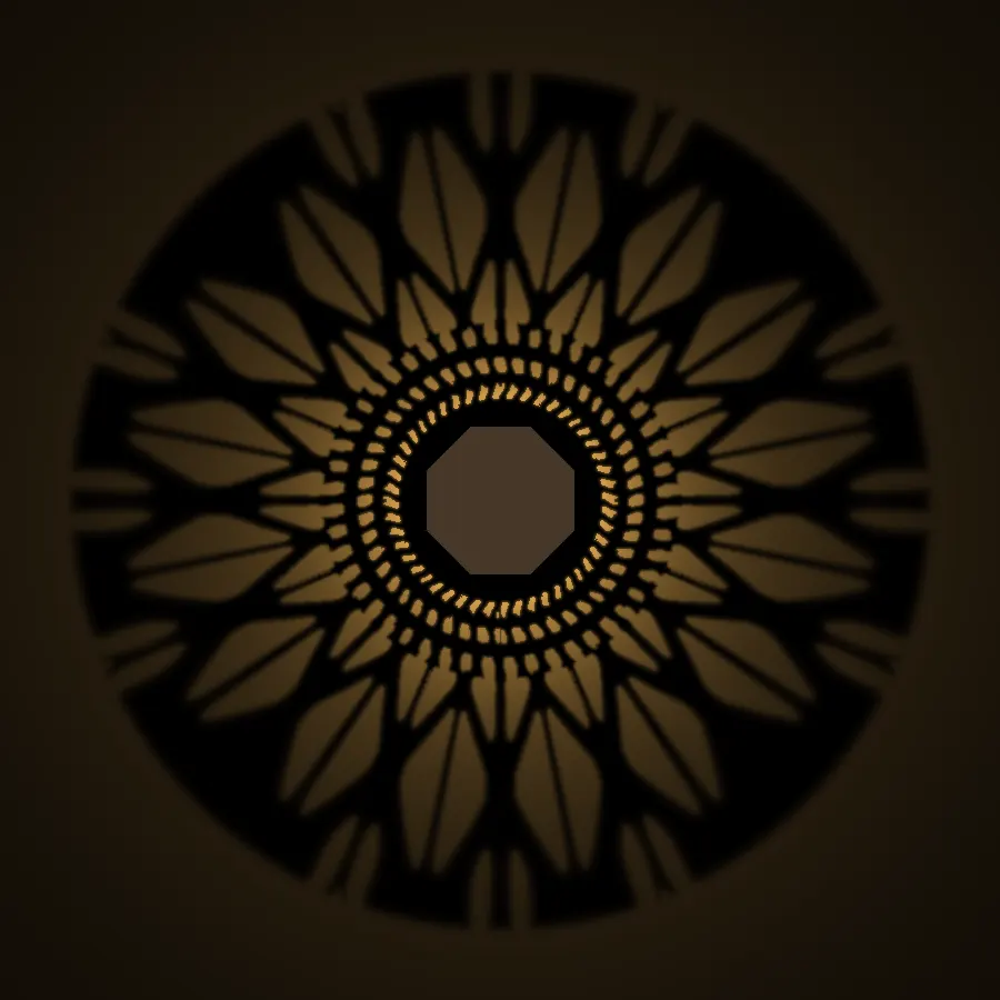 Mandala shadow on a wall from an octagonal lamp